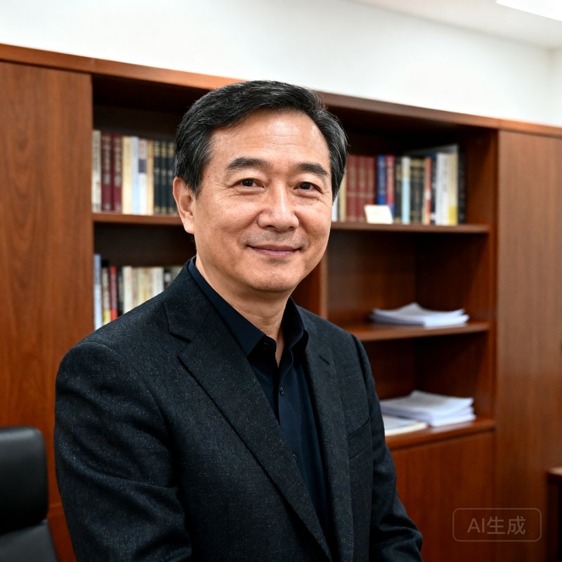 创始人兼CEO陈明远的商务头像照片，中年男性穿深色西装，背景为办公室书架